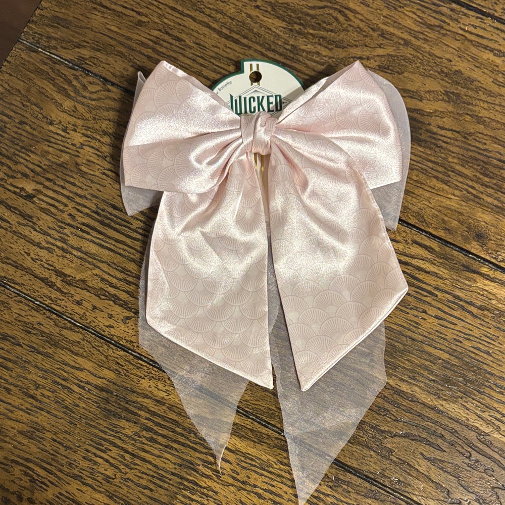 scunci Pale Pink Satin & Sheer Bow Hair Clip